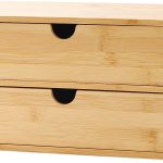 Wisuce 100% Original Bamboo Desk Organizer, Mini Bamboo Desk Drawer Tabletop Storage Organization Box for Office Home Toiletries Supplies Vanity, No Assembly Required (3 Drawer with Shelf)